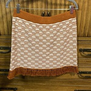 MINNIE ROSE Tassel boho stretchy mini skirt